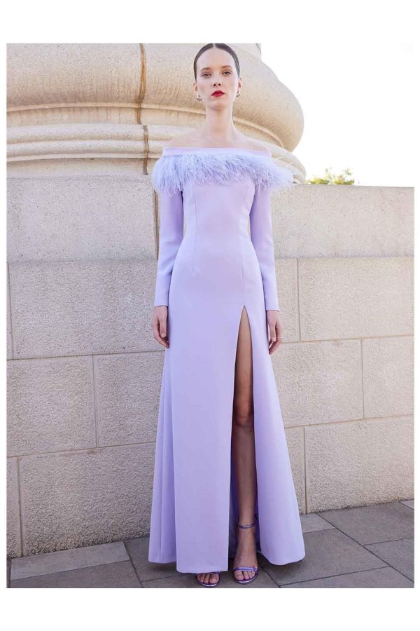 VESTIDO CARLA RUIZ 99539 PLUMA 2