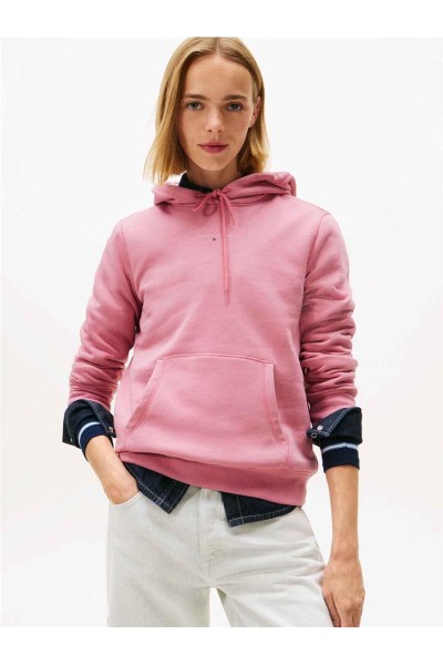 Sudadera Tommy Jeans de felpa con capucha y logo lineal