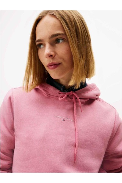 Sudadera Tommy Jeans de felpa con capucha y logo lineal