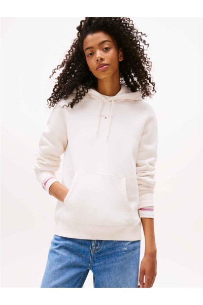 Sudadera Tommy Jeans de felpa con capucha y logo lineal