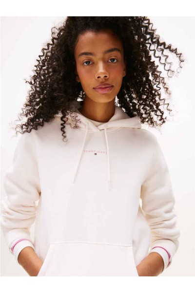 Sudadera Tommy Jeans de felpa con capucha y logo lineal