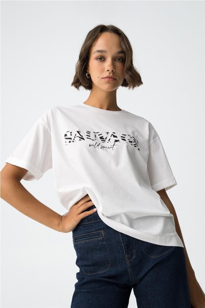 Camiseta Tiffosi Patou relaxed fit con estampado de cebra