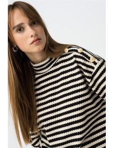 Jersey Tiffosi Boat de punto a rayas con botones decorativos