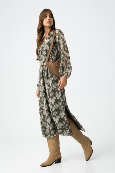 Vestido Tiffosi Kourtney 1 midi fluido estampado