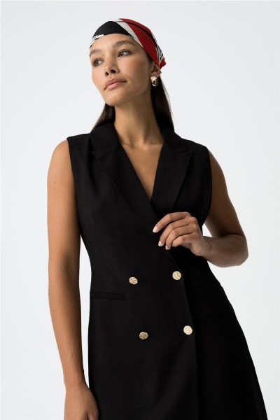 Vestido Tiffosi Amavel negro cruzado elegante