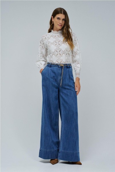 Pantalón Salsa palazzo en lightdenim