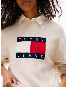 Jersey Tommy Jeans amplio jaspeado con logo