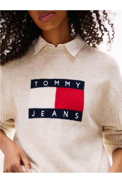 Jersey Tommy Jeans amplio jaspeado con logo