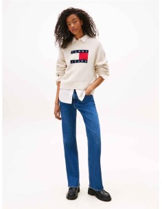 Jersey Tommy Jeans amplio jaspeado con logo 2