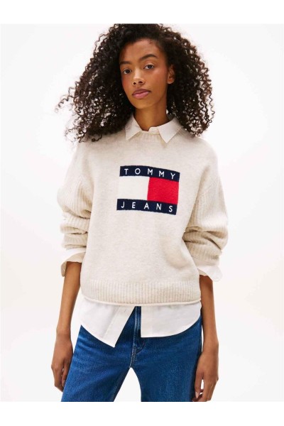 Jersey Tommy Jeans amplio jaspeado con logo