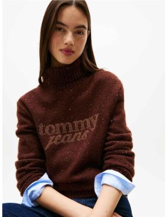 Jersey Tommy Jeans con cuello alto y logo bordado