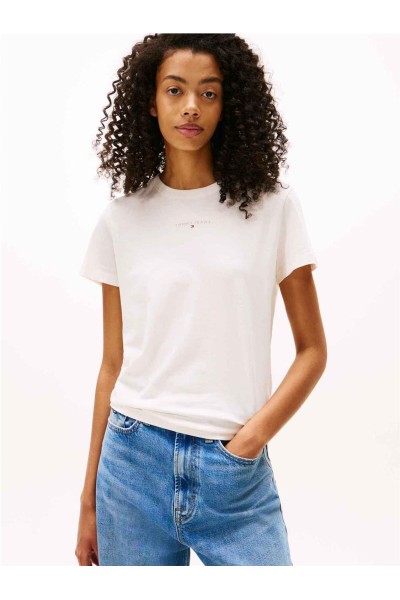 Camiseta Tommy Jeans de cuello redondo con logo lineal