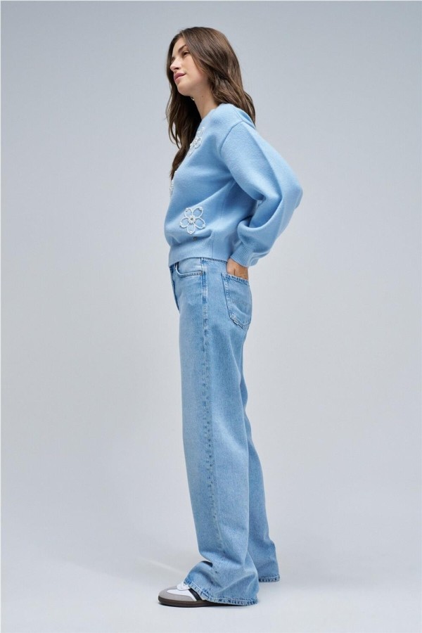 Jersey Salsa de punto con perlas