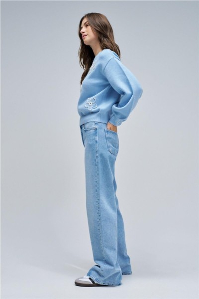 Jersey Salsa de punto con perlas