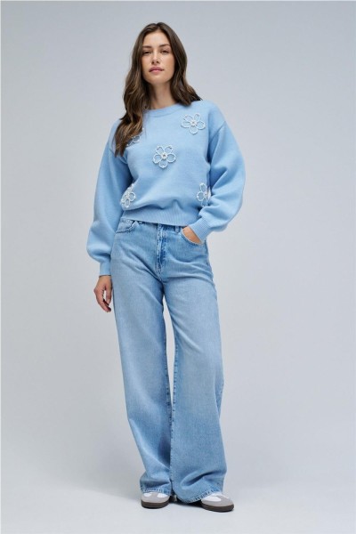 Jersey Salsa de punto con perlas