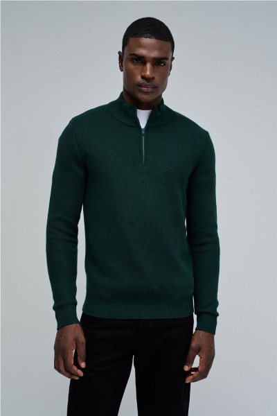 Jersey Salsa de punto con medio cierre