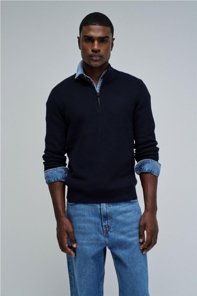 Jersey Salsa de punto con medio cierre