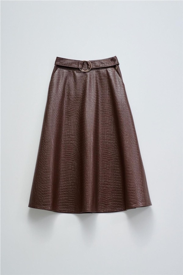 Falda Salsa midi efecto piel con...