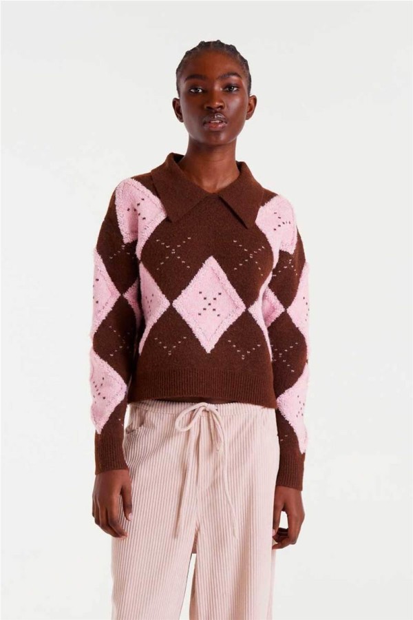 Jersey Compañía Fantástica de rombo rosa y marrón