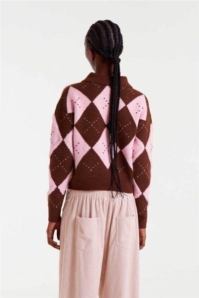 Jersey Compañía Fantástica de rombo rosa y marrón