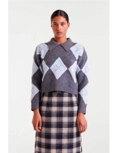 Jersey Compañía Fantástica de rombo gris y azul