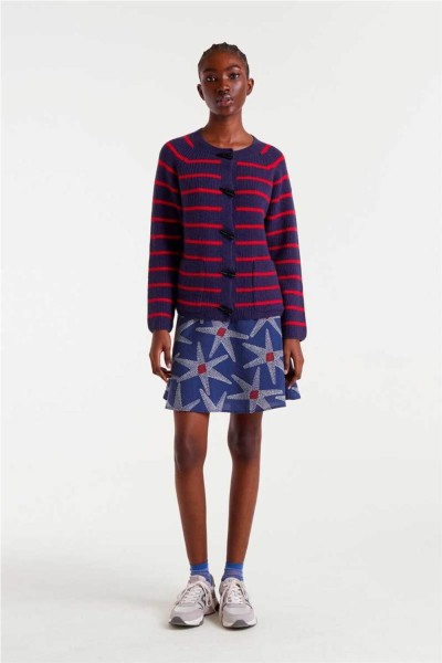 Cárdigan Compañía Fantástica de raya marinera navy blue y rojo