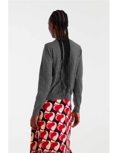 Cárdigan Compañía Fantástica con detalle floral gris 2