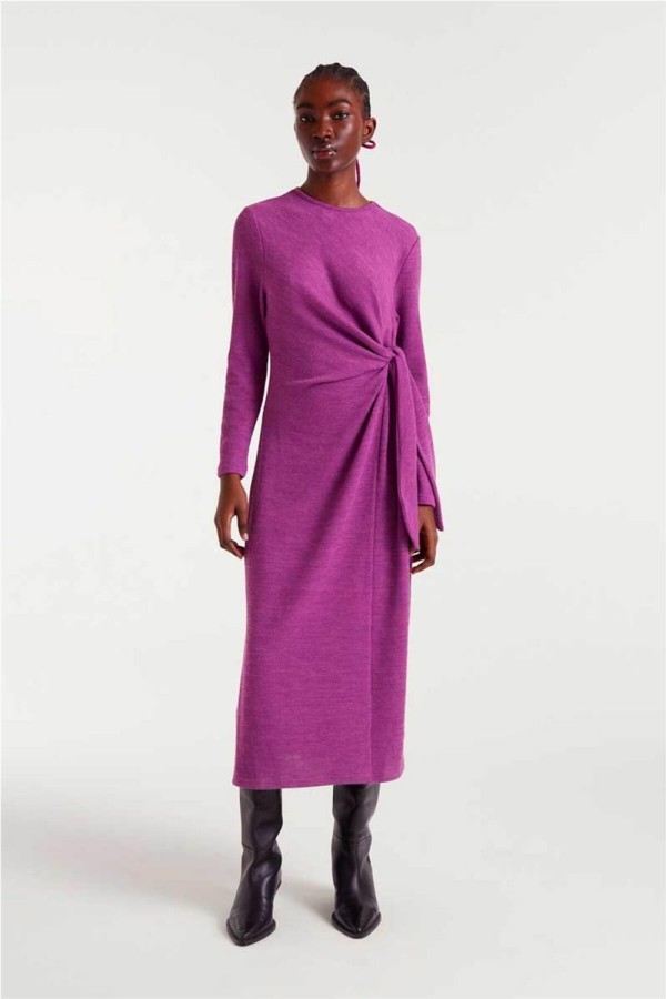 Vestido   canalé magenta