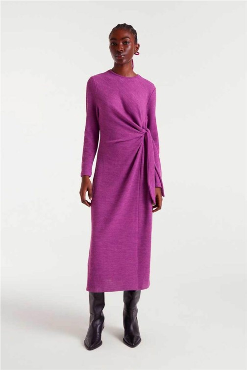Vestido   canalé magenta