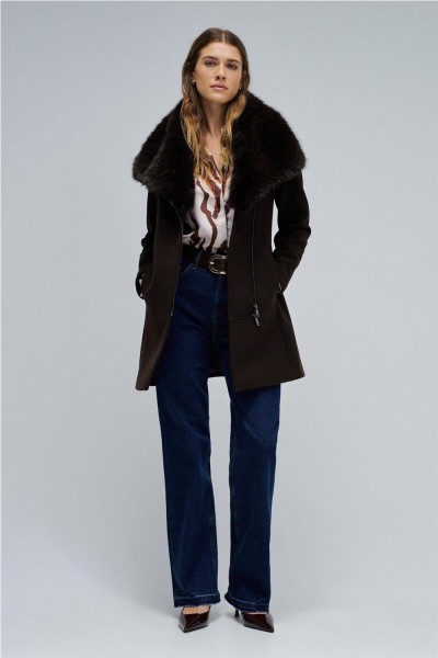 Abrigo Salsa de paño grace con pelo