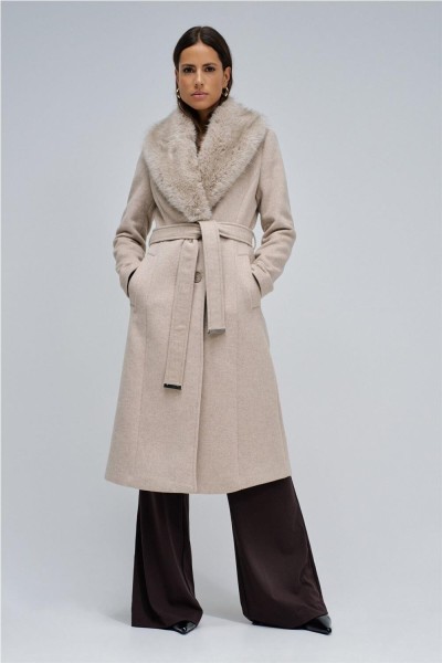 Abrigo Salsa de paño grace largo con pelo