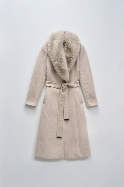 Abrigo Salsa de paño grace largo con pelo