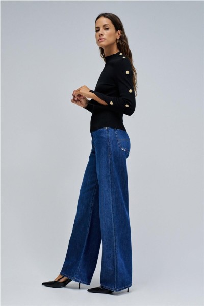 Jersey de punto con botones dorados