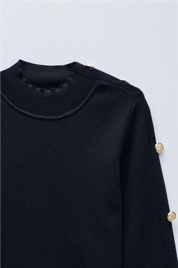Jersey de punto con botones dorados