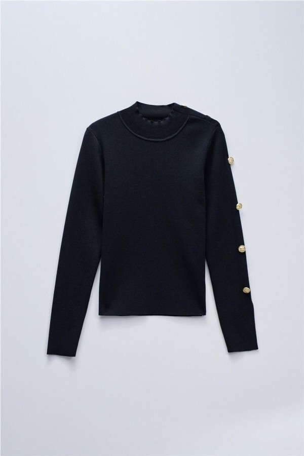 Jersey de punto con botones dorados