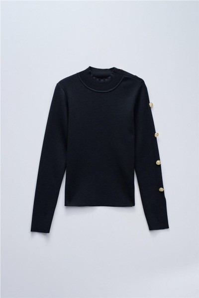Jersey de punto con botones dorados