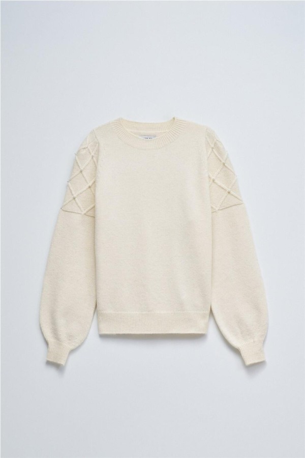 Jersey Salsa de punto con perlas