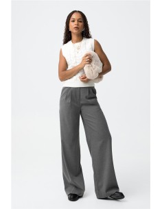Pantalón Tiffosi Granulado pierna ancha con pliegues