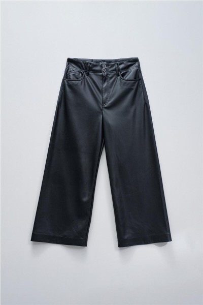 Pantalón Salsa true cropped wide efecto piel