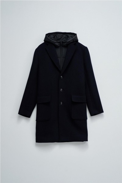 Abrigo Salsa de paño con capucha