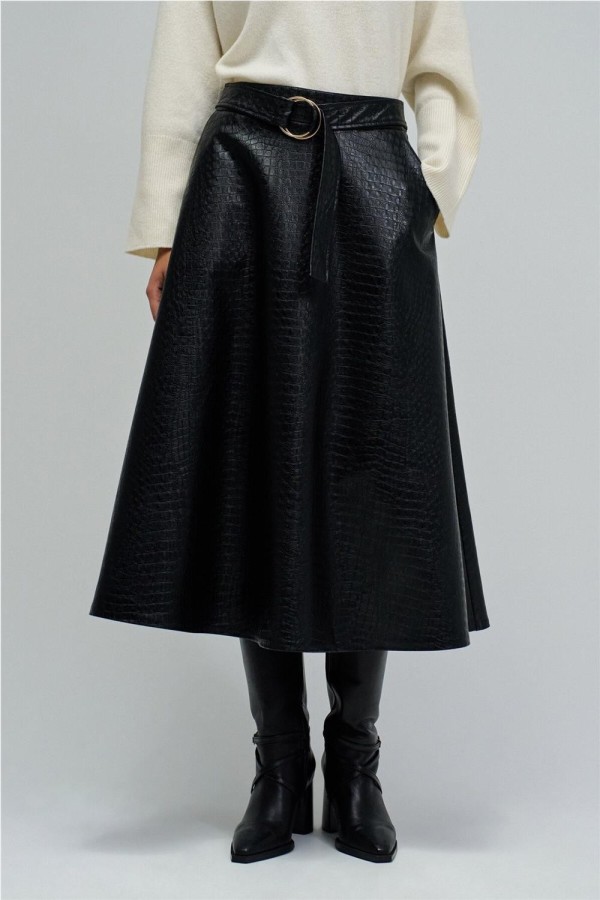 Falda Salsa midi efecto piel con...