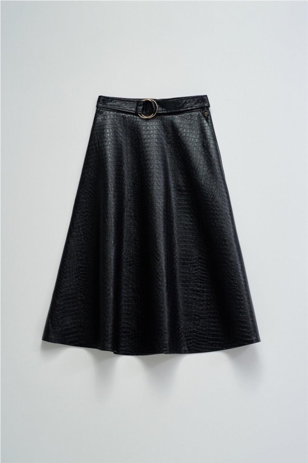 Falda Salsa midi efecto piel con...