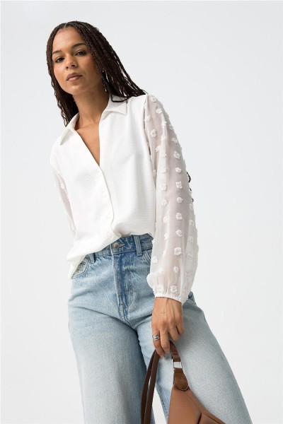 Camisa Tiffosi Katrina con mangas globo bordadas