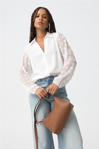 Camisa Tiffosi Katrina con mangas globo bordadas