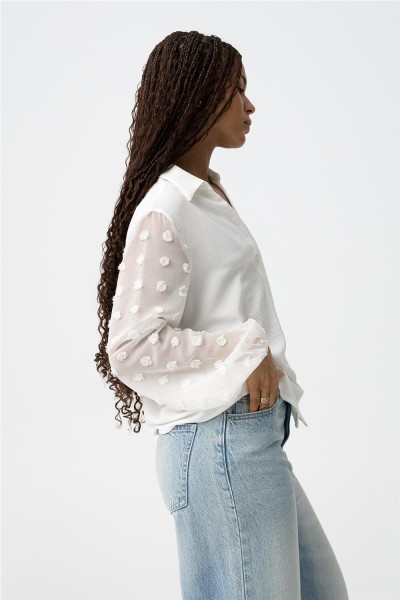 Camisa Tiffosi Katrina con mangas globo bordadas