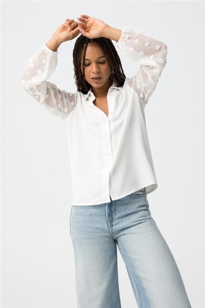 Camisa Tiffosi Katrina con mangas globo bordadas