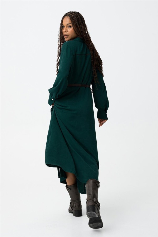 Vestido Tiffosi Serilia midi texturizado con cinturón 2