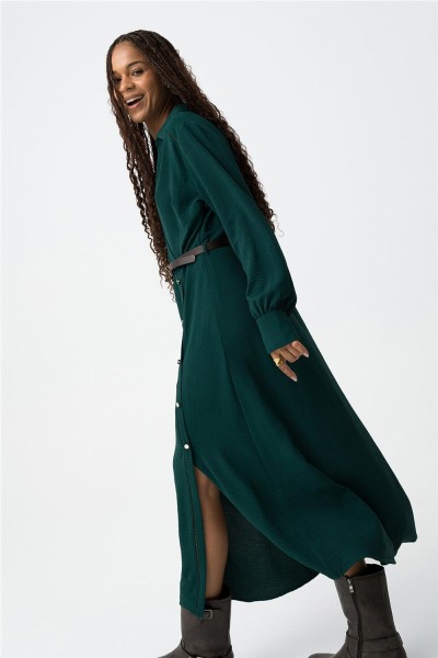 Vestido Tiffosi Serilia midi texturizado con cinturón