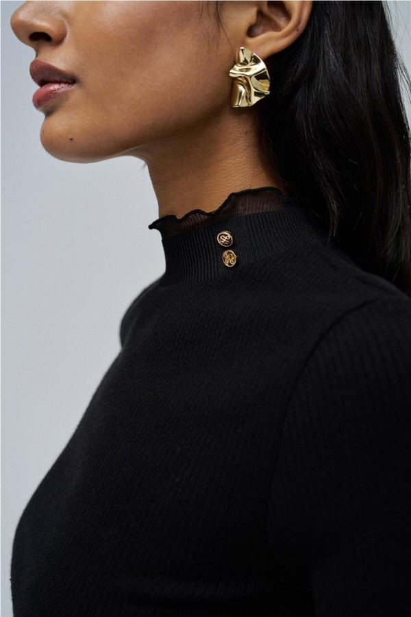 Jersey Salsa de punto con cuello de tul