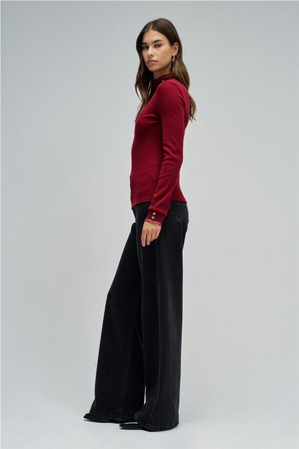 Jersey Salsa de punto con cuello de tul